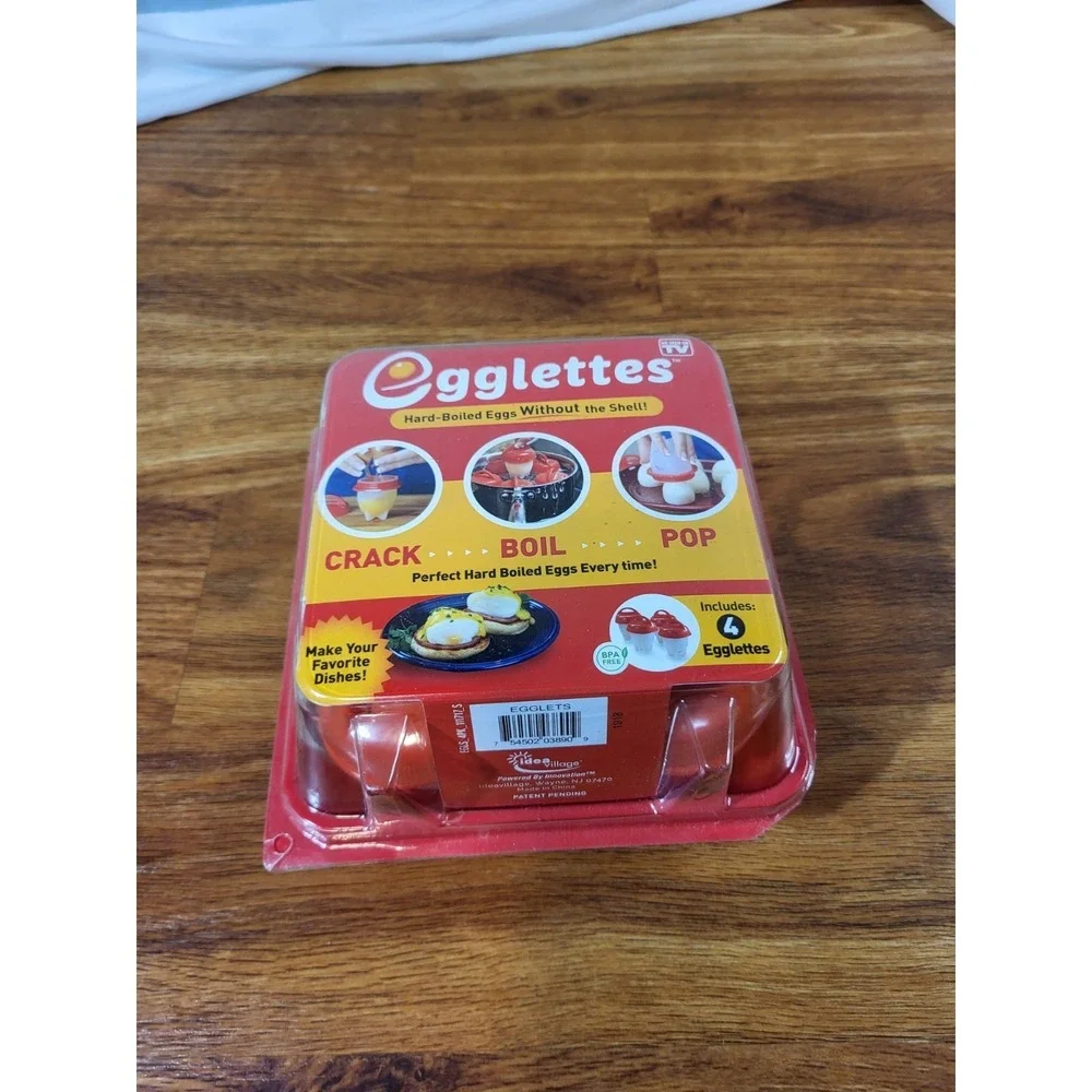 NEW Egglettes Egg‎ Cooker Hard Boiled Egg Pods, Set of 4, As Seen on TV - SEALED